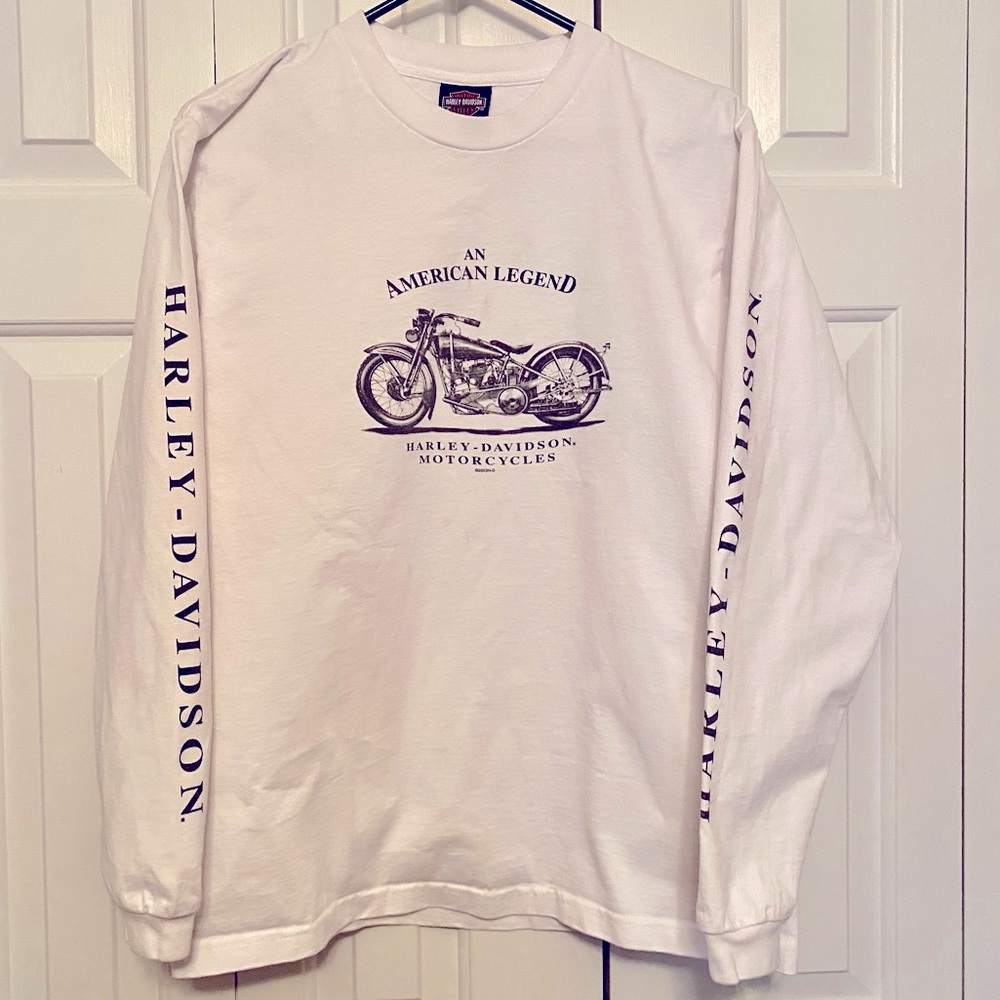 Harley Davidson men’s Large white long sleeve Teeshirt.   Shreveport HD.